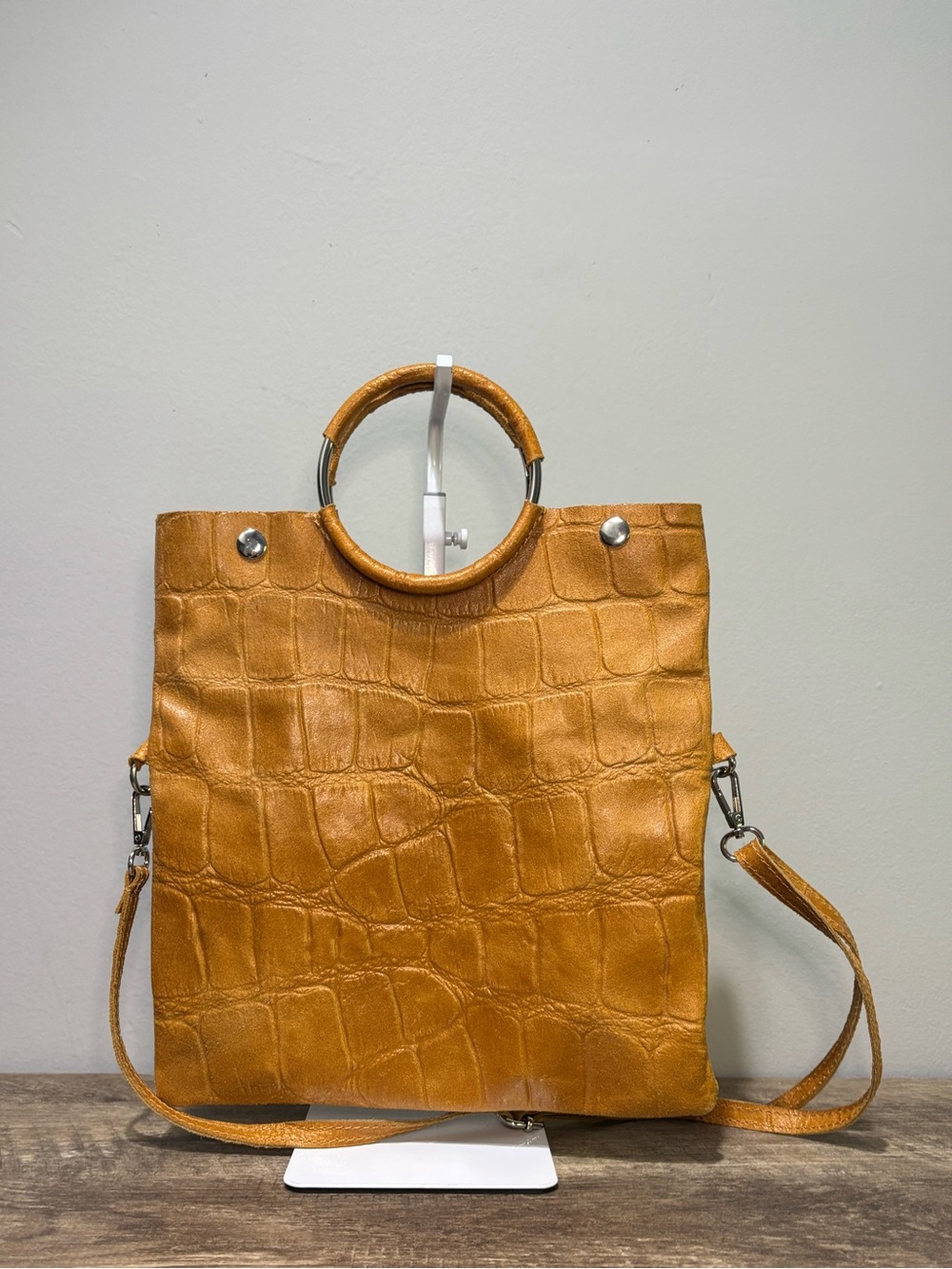 Borse In Pelle Leather Croc Print Shopper Bag - Picture 7 of 11